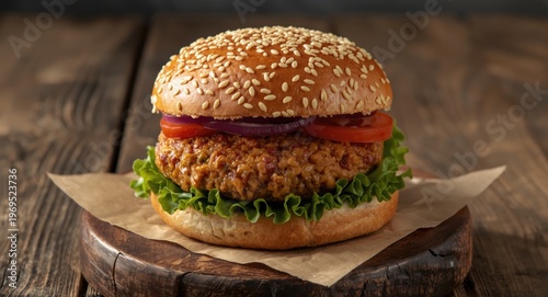 Tasty vegan lentil burger s...