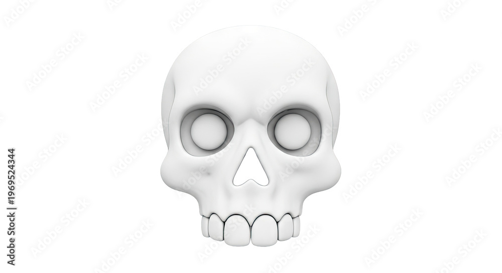 Fototapeta premium 3D Rendering of a White Skull, Front View