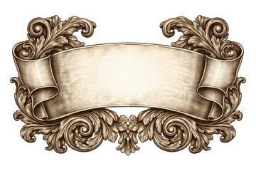 Vintage engraved banner hand-drawn clipart with ornate details