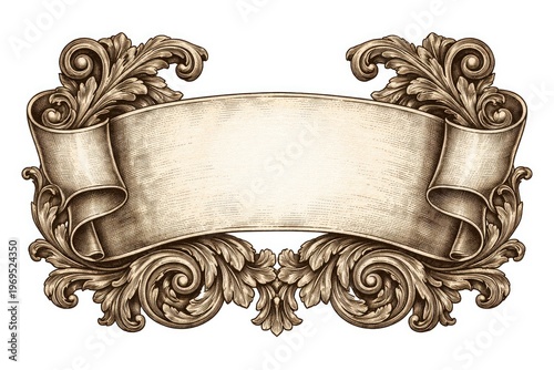 Vintage engraved banner han...