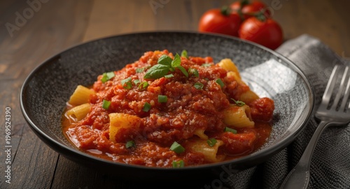 Rigatoni served with a lusc...