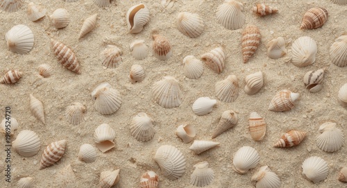 Top view of seashells in ra...
