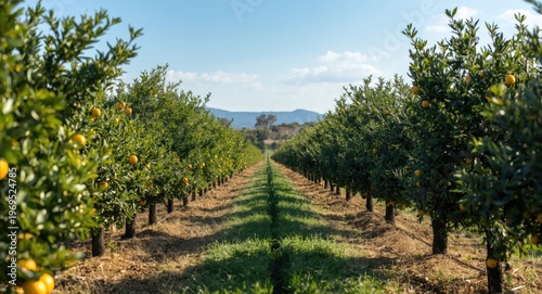 Scenic citrus orchards with...
