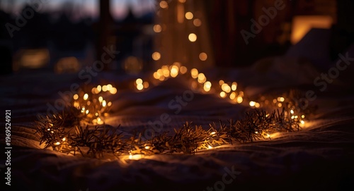 Warm glowing garland restin...