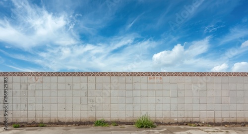 Painted tile wall at front ...