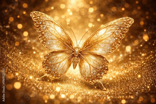 Golden Butterfly on Sparkli...