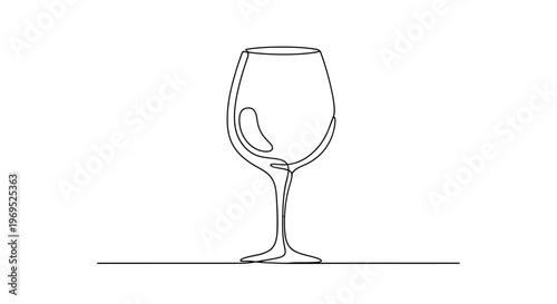 Minimalist Single Line Drawing of a Wine Glass on a White Background