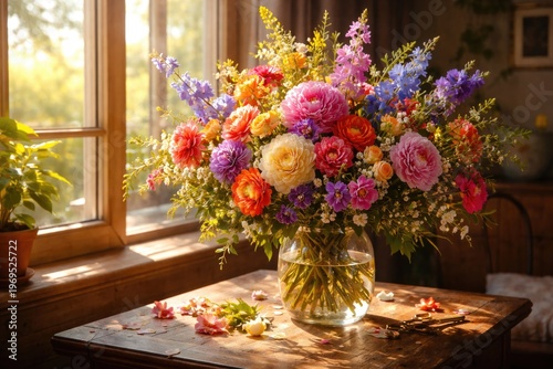 vibrant floral bouquet illu...