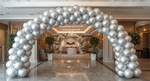 Stunning silver balloon arc...
