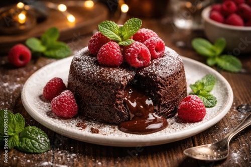 Delicious petit gateau dess...