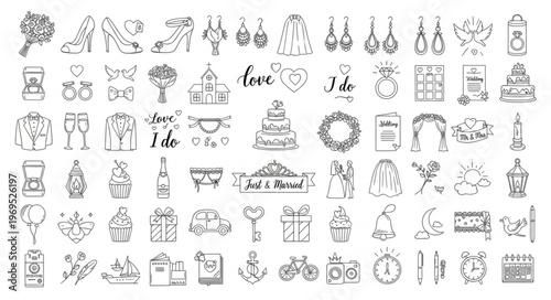 Collection of Hand-Drawn Decorative Elements and Icons.