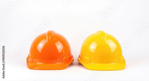 Two sturdy hard hats positi...