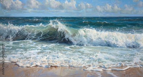 Seascape oil painting showi...