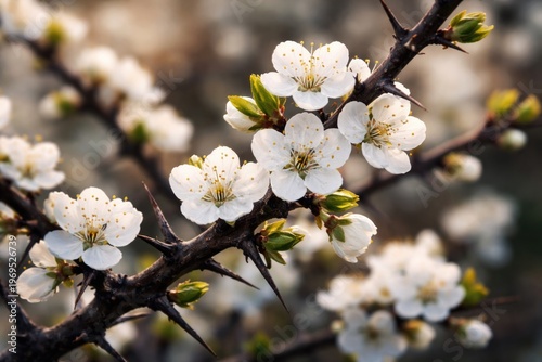 Close up of white flowers b...