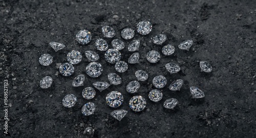 Uncut diamonds scattered ac...