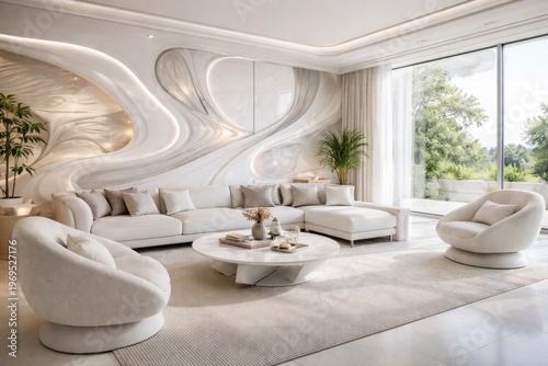 Modern living area featurin...