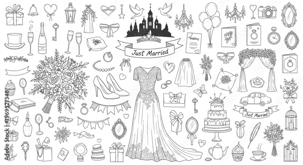 Obraz premium Collection of Hand-Drawn Decorative Elements and Ornaments.