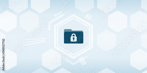 Secure data folder with padlock icon vector for cyber security and information protection