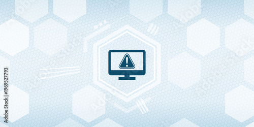 Computer monitor with warning alert icon vector for system error and technical problem notification