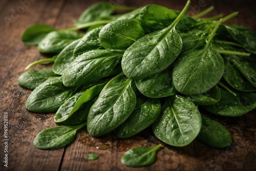 Fresh Spinach Leaves Piled ...