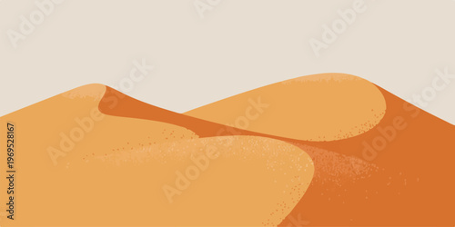 Desert sand dunes landscape illustration under clear sky showing natural wilderness scene with soft orange and brown earth tones.
