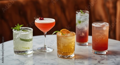 Various mixed cocktail drin...