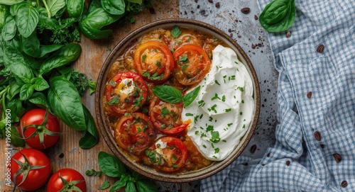 Herbaceous fresh basil and ...