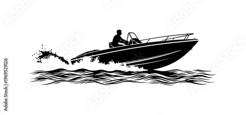 Silhouette of Person Driving a Speedboat on Wavy Water