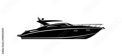 Modern Luxury Motor Yacht Vector Illustration