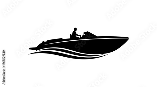 Silhouette of Person Riding a Speedboat