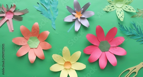 Kids crafting cheerful pape...
