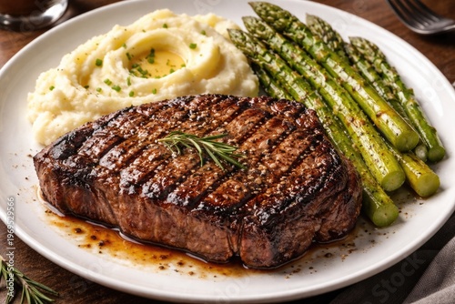 Grilled rib eye steak with ...