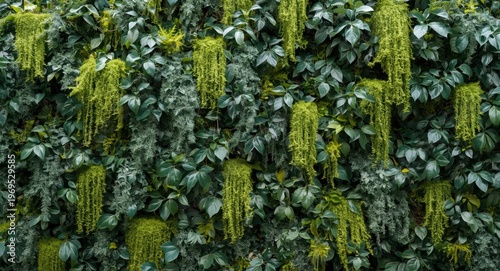 Teal accented green plant w...