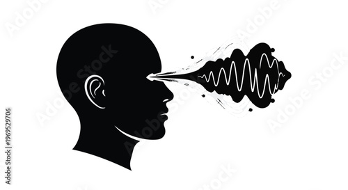 Silhouette of a head with an abstract burst of energy emanating from the eye, symbolizing ideas or vision.