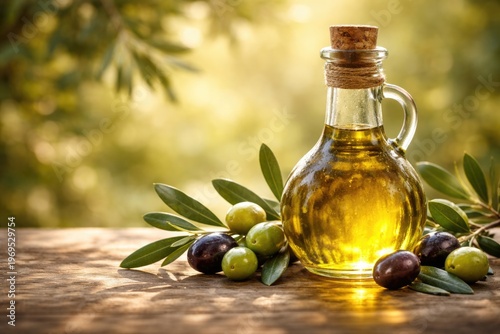 Fresh Olive Oil Bottle with...