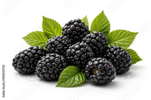 Fresh blackberries with gre...