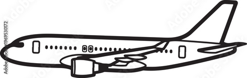 Airplane, commercial jet, aircraft icon, transportation symbol, vector illustration