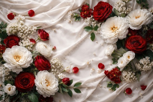 Elegant flat lay of white a...