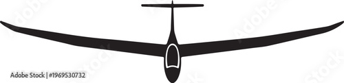 Glider, aircraft, black silhouette, aviation icon, vector plane