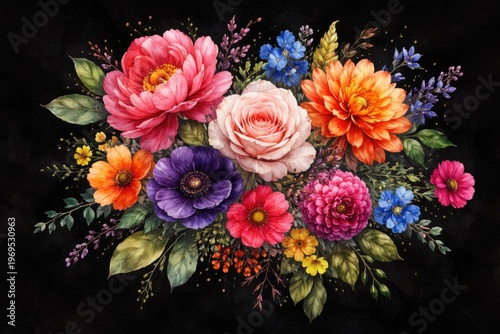Watercolor floral design wi...