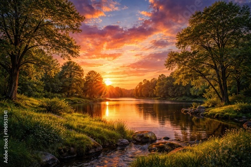 Serene landscape with vibra...