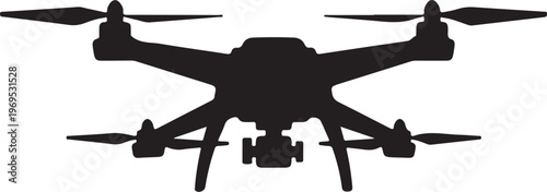 Drone, black silhouette, aerial vehicle, quadcopter icon, drone illustration