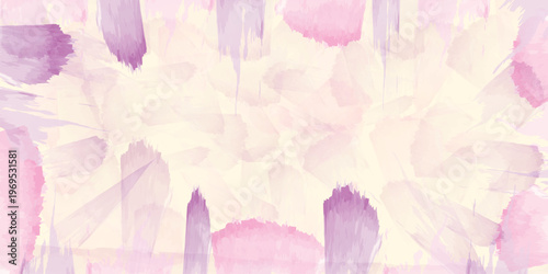 Abstract watercolor brush strokes in pastel pink and purple on a light yellow background