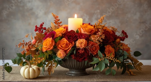 Decorative autumn centerpie...