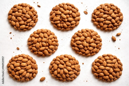Top view of raw almond nuts...