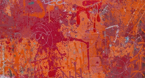 Textured graffiti art on wa...