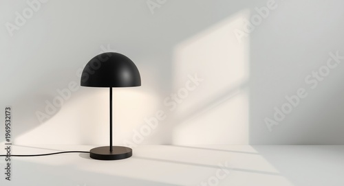 Softly lit black table lamp...