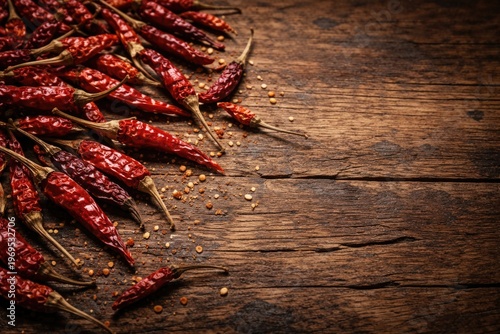 Dried chili peppers scatter...