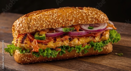 Spicy grilled chicken sandw...