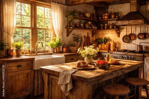 Cozy kitchen interior featu...